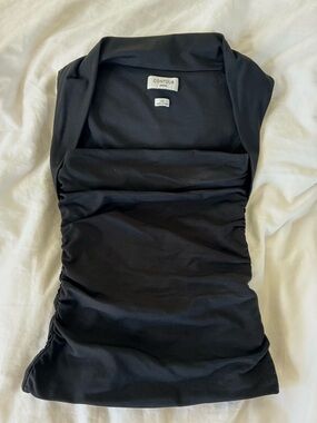 Aritzia Contour Black Ruched Tank Top